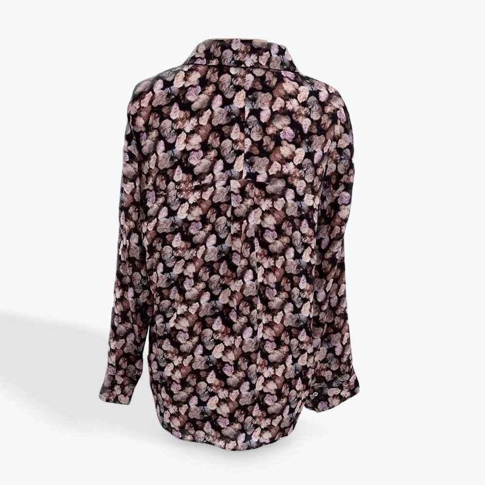 Vince Floral Print Silk Long Sleeve Button Up Blouse Top Womens XS - Picture 4 of 11